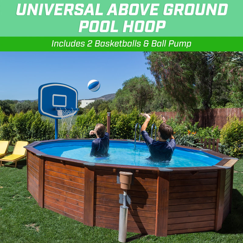 48" Blue Durable In-Ground Poolside Basketball Hoop Set