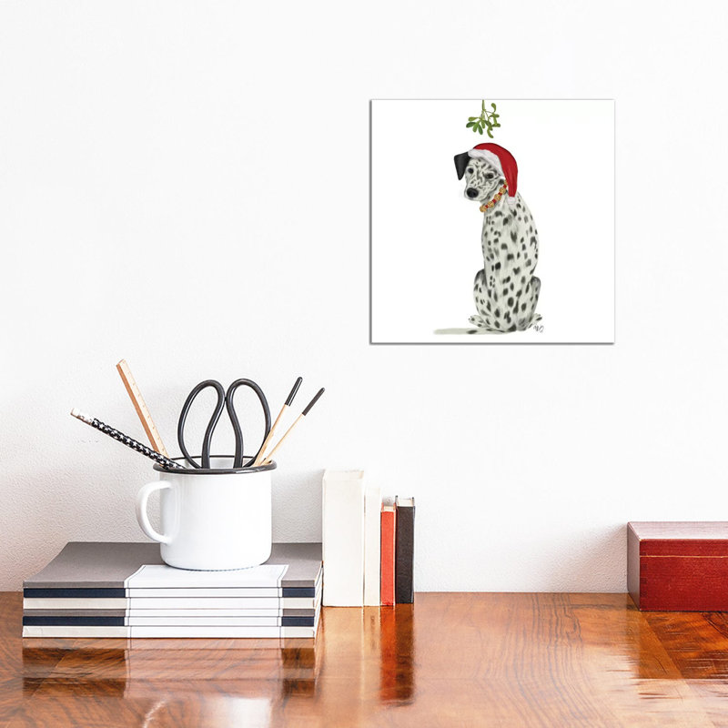 Christmas Des - Dalmatian Mistletoe by Fab Funky - Wrapped Canvas Gallery-Wrapped Canvas Giclée, 30.48 cm H x 30.48 cm W