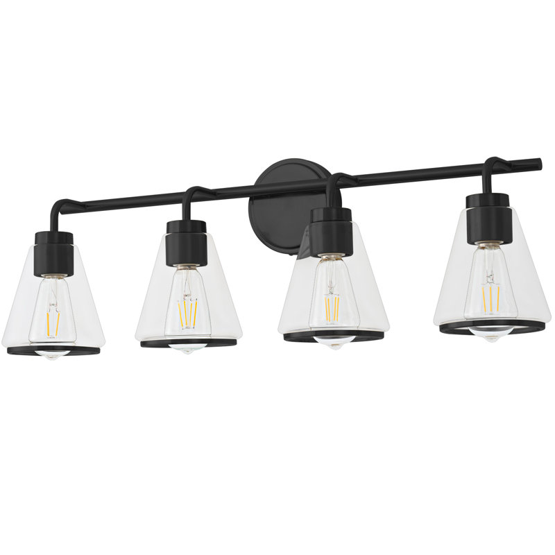 Modern Aniwa 3-Light Dimmable Bathroom Vanity Light, Gold Bathroom Mirror Light Fixture with Cone Clear Glass Shades for Makeup, Powder Room