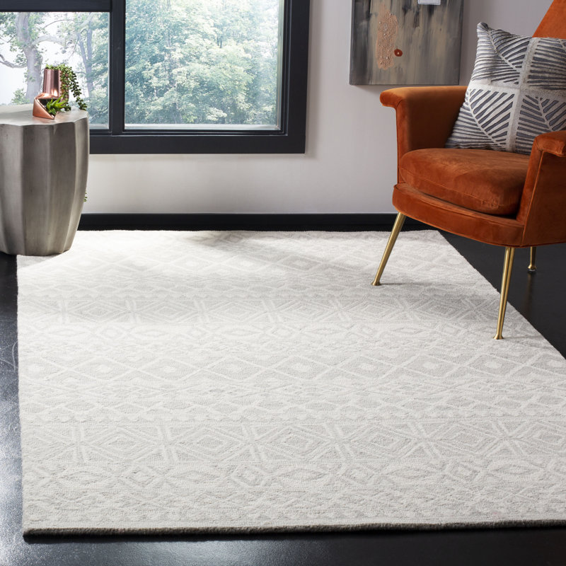 Jahiem Hand-Tufted Wool Gray Area Rug, Rectangle 4' x 6'