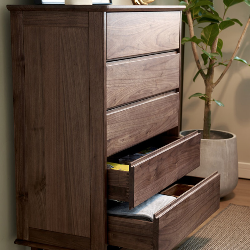 Commode d'appoint avec rangement en noyer noir
