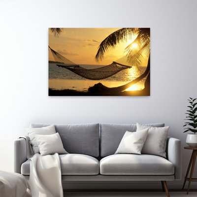 Hammock At Sunset Peaceful Tranquil Abstract Sunset Tropical Art