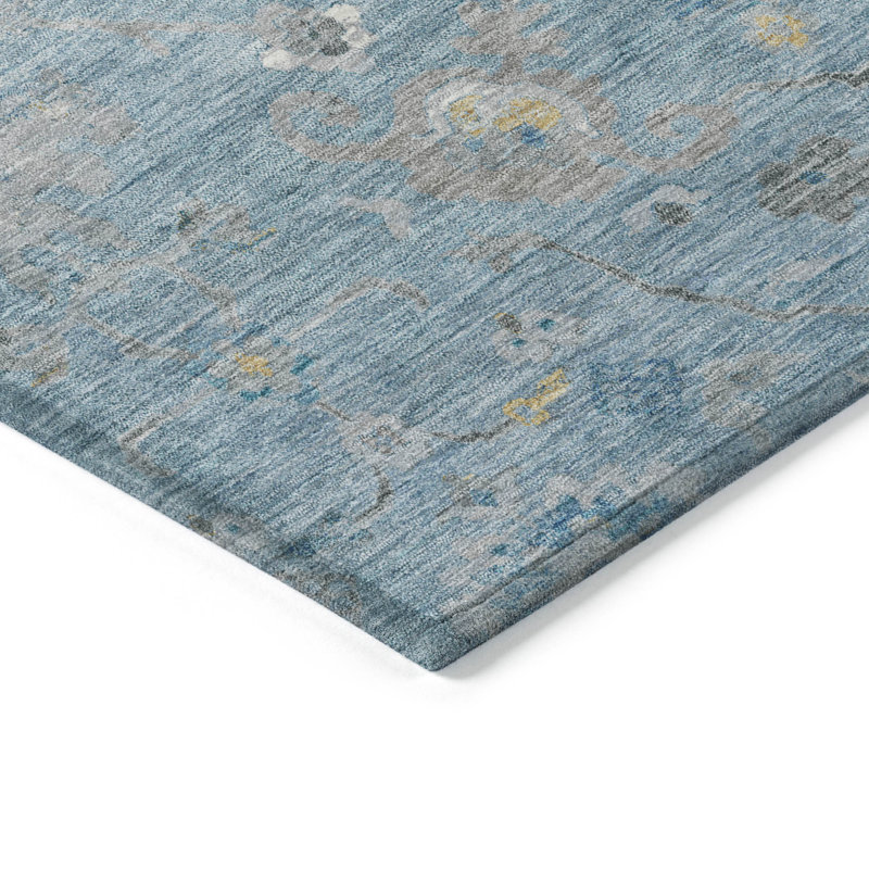 Teal Flat Woven Synthetic Indoor/Outdoor Washable Rug