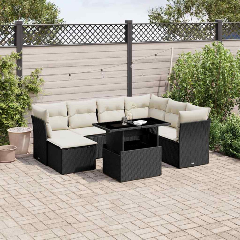 Ensemble de canapé de jardin Vidaxl noir et blanc crème