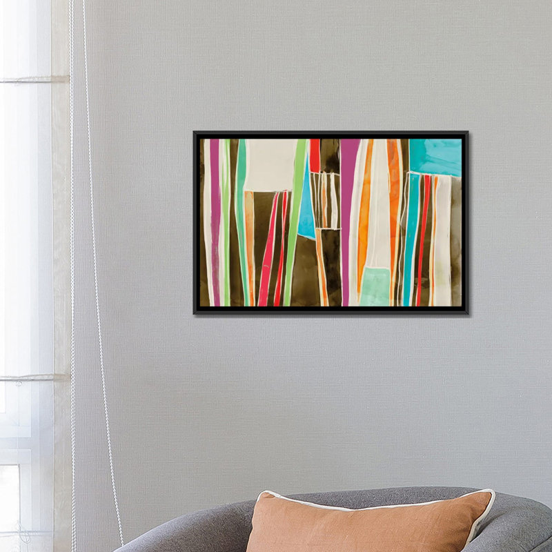 « stripe flat ii », reproduction sur toile, H 18 po x l 26 po x P 1,5 po, Toile avec cadre noir, Pas de tapis