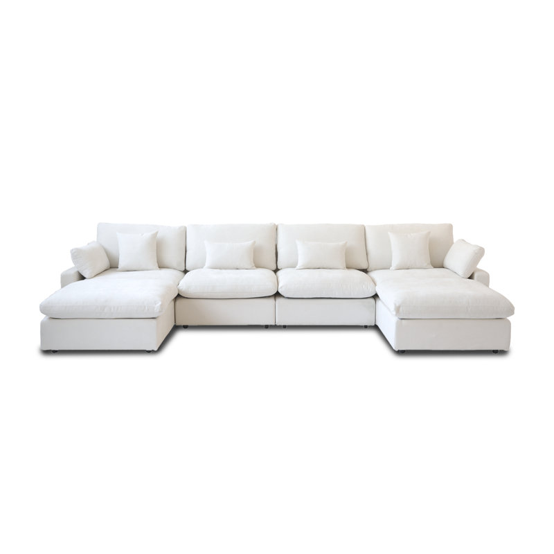 Kyna 6 - Piece Slipcovered Sectional, White Linen Blend