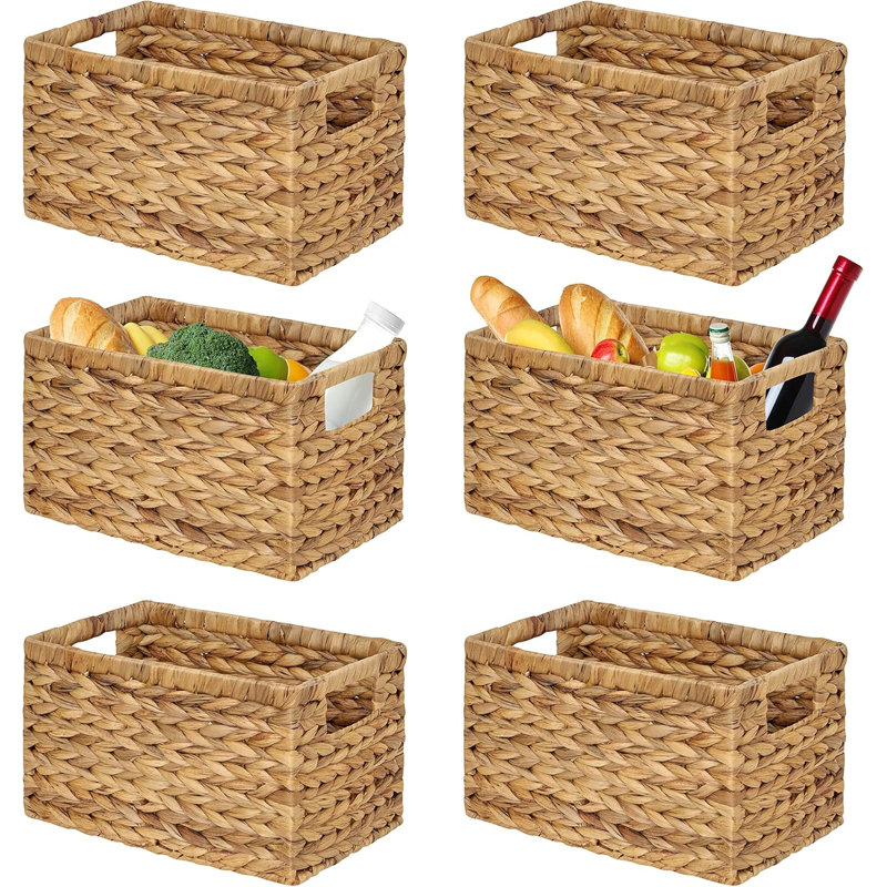 Ensemble de 6 paniers de rangement en jacinthe d'eau naturelle tissés 12,6 po x 8 po x 7 po (naturel - ensemble de 6)