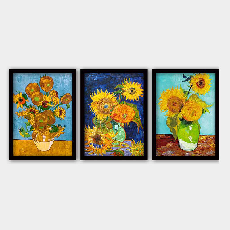 Superbe ensemble de peintures décoratives encadrées (3 pièces) de 21,7 po x 29,5 po chacune | Cadre 100% bois avec polystyrène de 0,8 pouce | Impression numérique UV | Parfait pour la décoration murale de salon, de bureau et de galerie
