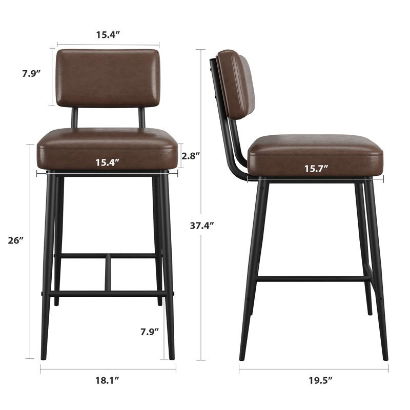 Counter Stool with Metal Frame, Brown