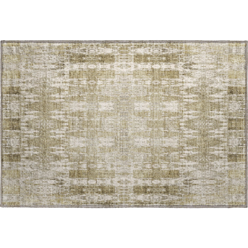 Premium Machine Washable Cerrito AMF580 Beige Rug, Rectangle 1'8" x 2'6"