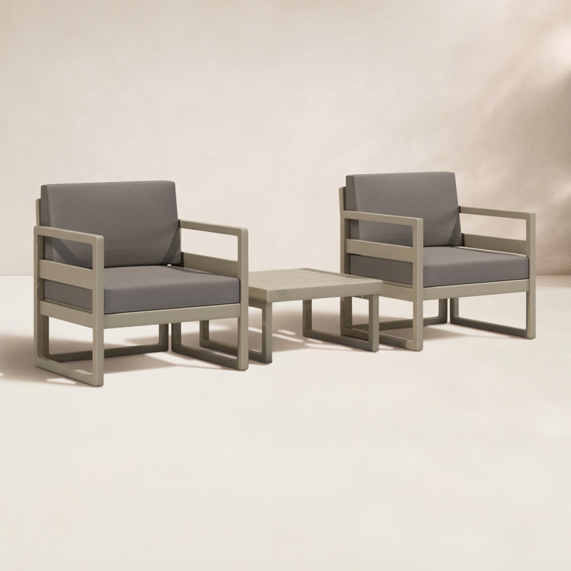 Kalani 2 - Person Patio Conversation Set with Sunbrella® Cushions, Taupe, Canvas Taupe Sunbrella®