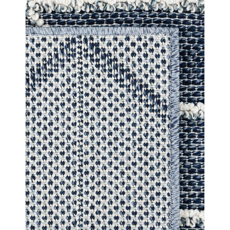 Contemporary Ohanlon Area Rug Navy Blue Color, Square 7'10"