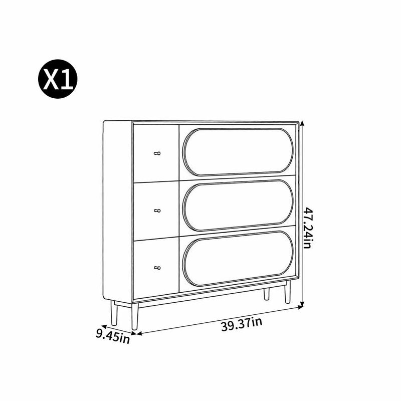 Armoire à chaussures de salon de style européen, H 47,24 po x l 39,37 po x P 9,45 po