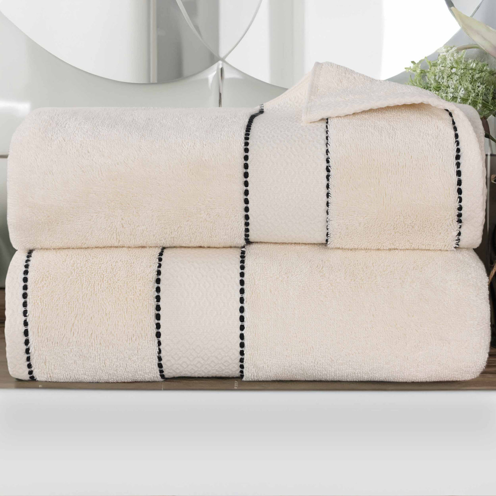 Abrianna Giza Cotton Bath Sheet, Ivory