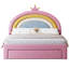 Lit plateforme double tapissier arc-en-ciel pleine grandeur avec tiroir de rangement, lit en velours princesse, rose coloré