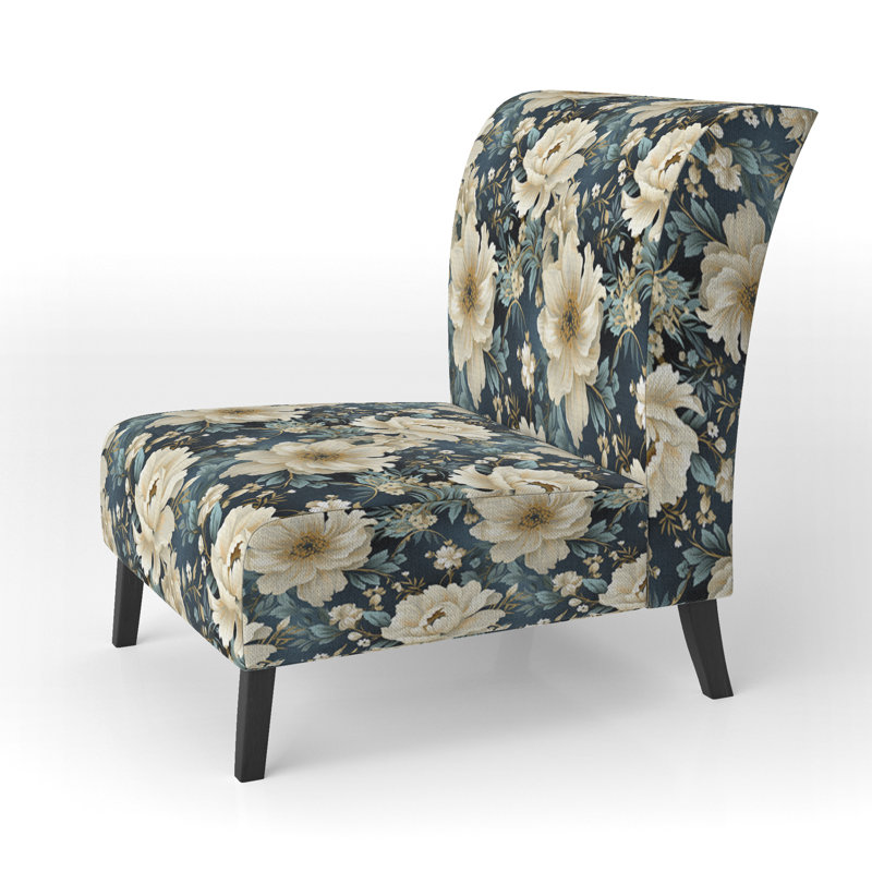 Rustic Victorian Brocade Victorian Motif - Chaise d'appoint de chalet rembourrée à motif floral