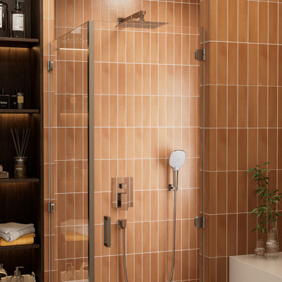 Système de douche Crozet à pression équilibrée avec pomme de douche à pluie de 10 pouces et douchette à 3 jets (valve incluse)