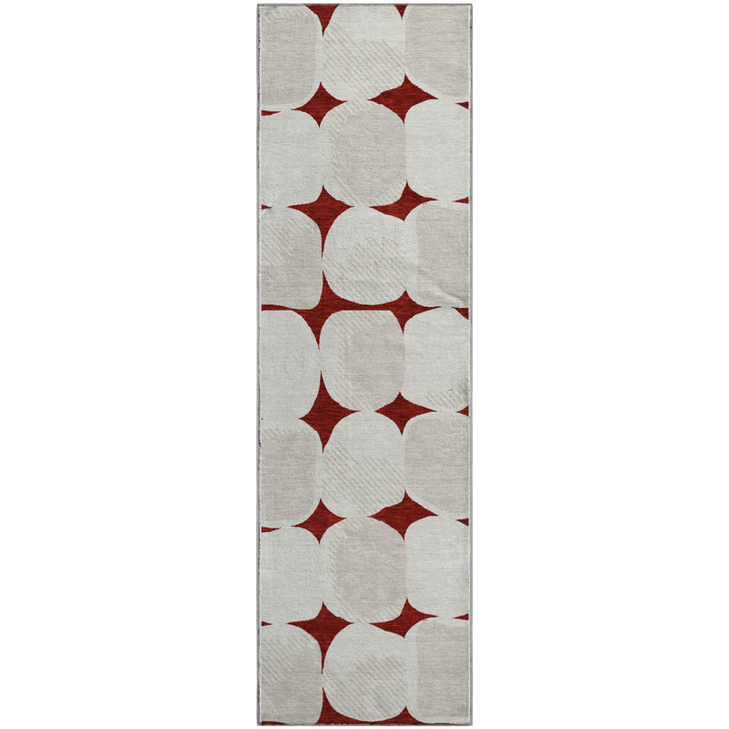Premium Machine Washable Prisco Burgundy Rug, Runner 2'3" x 7'6"