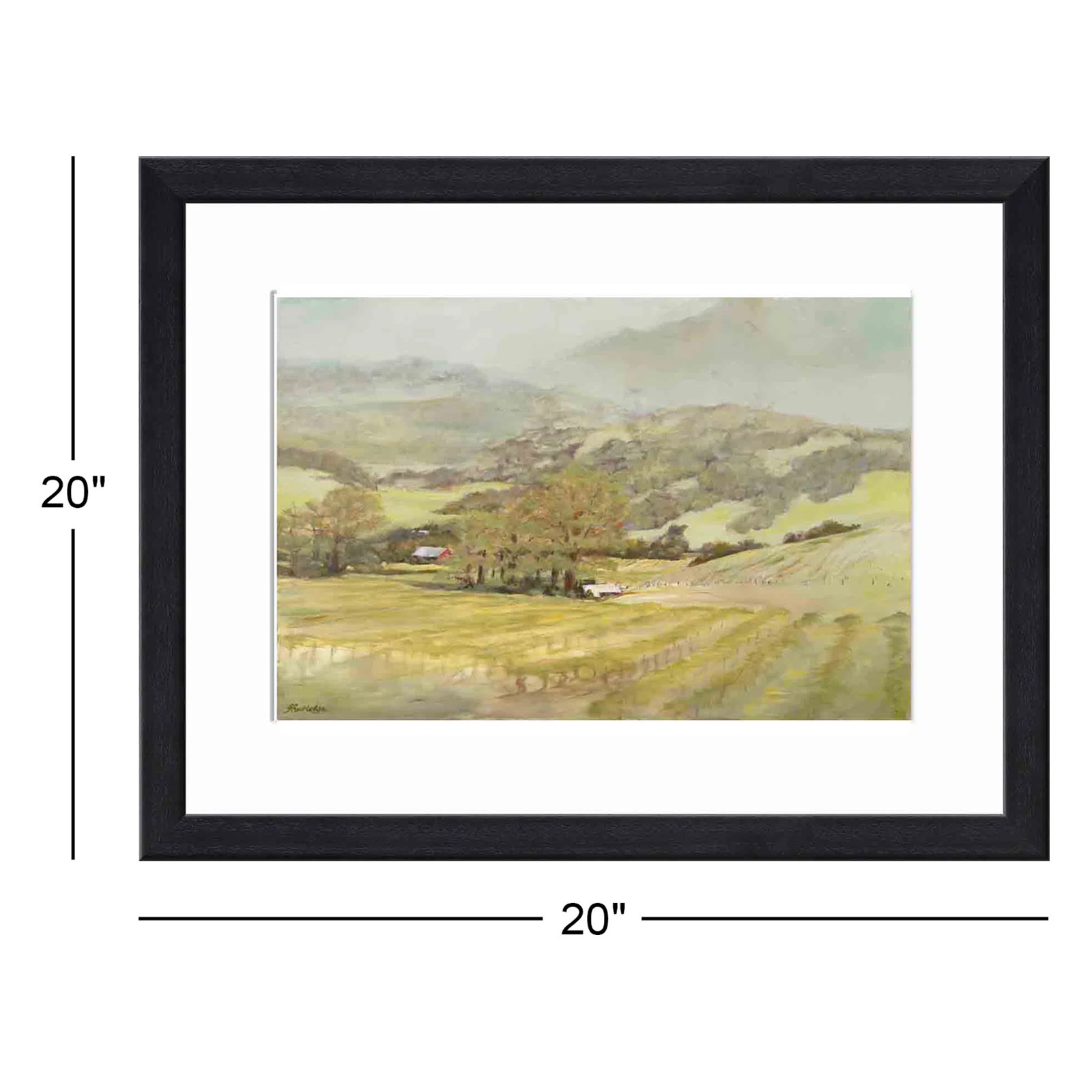 Spring Vineyard Painting by Silvia Rutledge, 20"H x 20"W, Black
