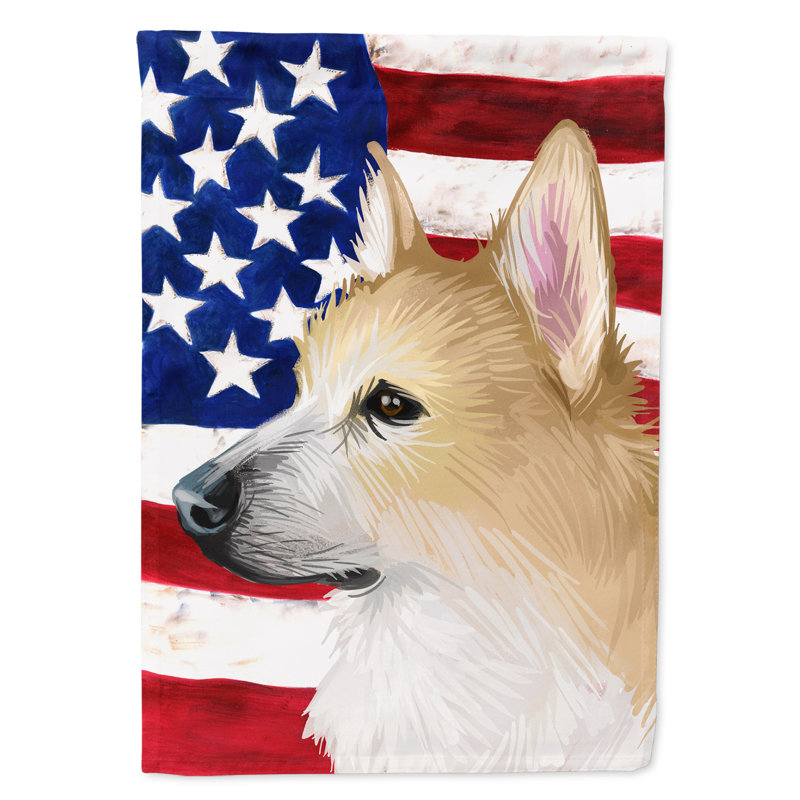 Polyester à 2 côtés 28 x 40 po drapeau maison, Buhund norvégien
