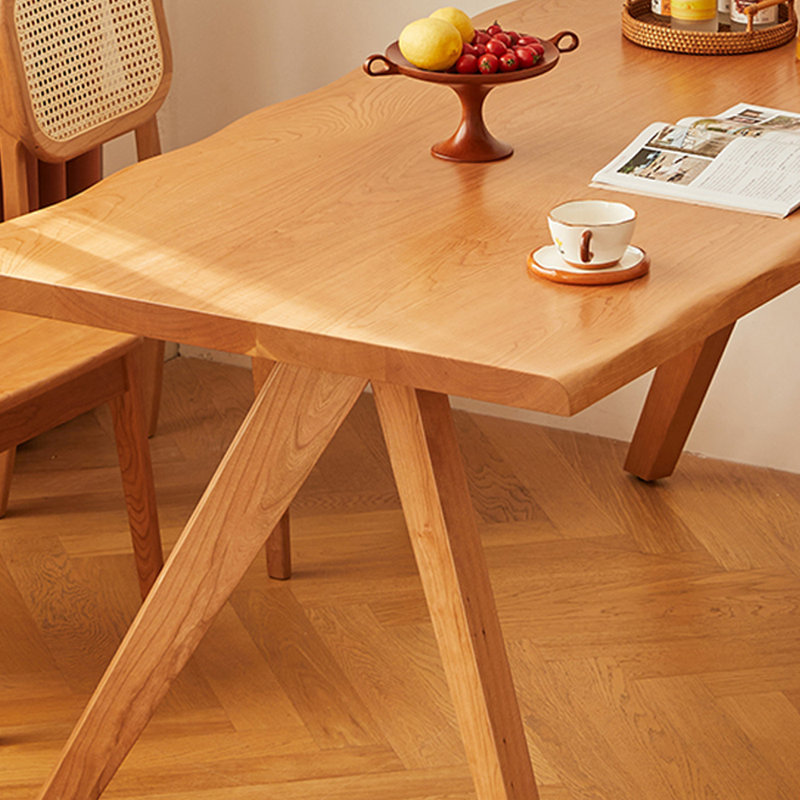 Simple Creative Solid Wood Cherry Wood Table Set, 29.52"H x 70.86"L x 35.43"W