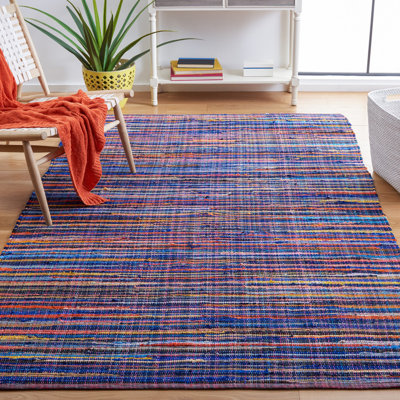 Fales Rag Rug Hand Woven Cotton Striped Rug