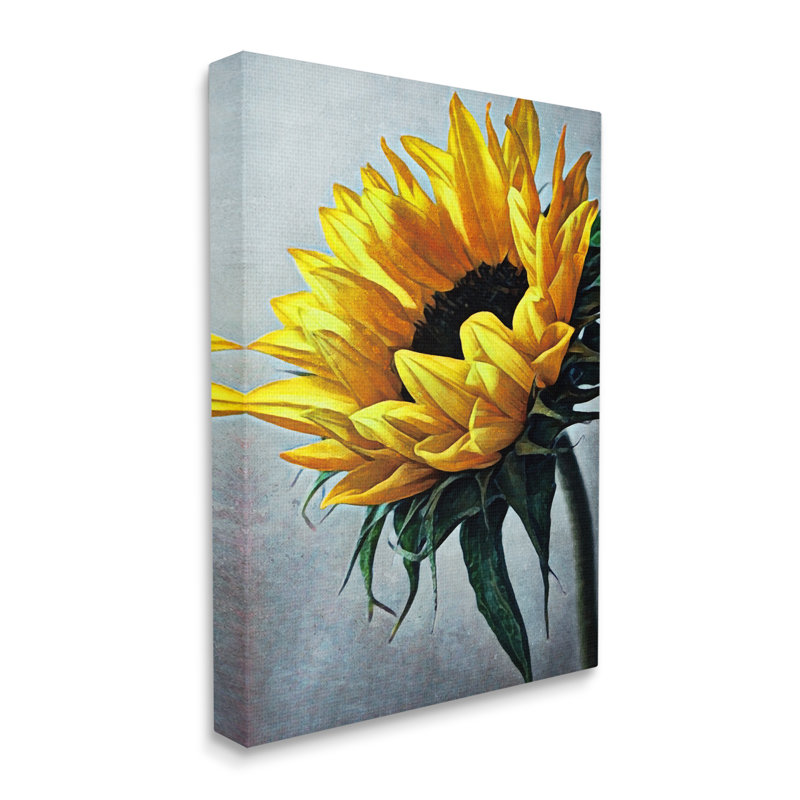 Art mural jaune sur toile flottante jaune, tournesol, H 40 po x l 30 po x P 1,5 po, Toile tendue