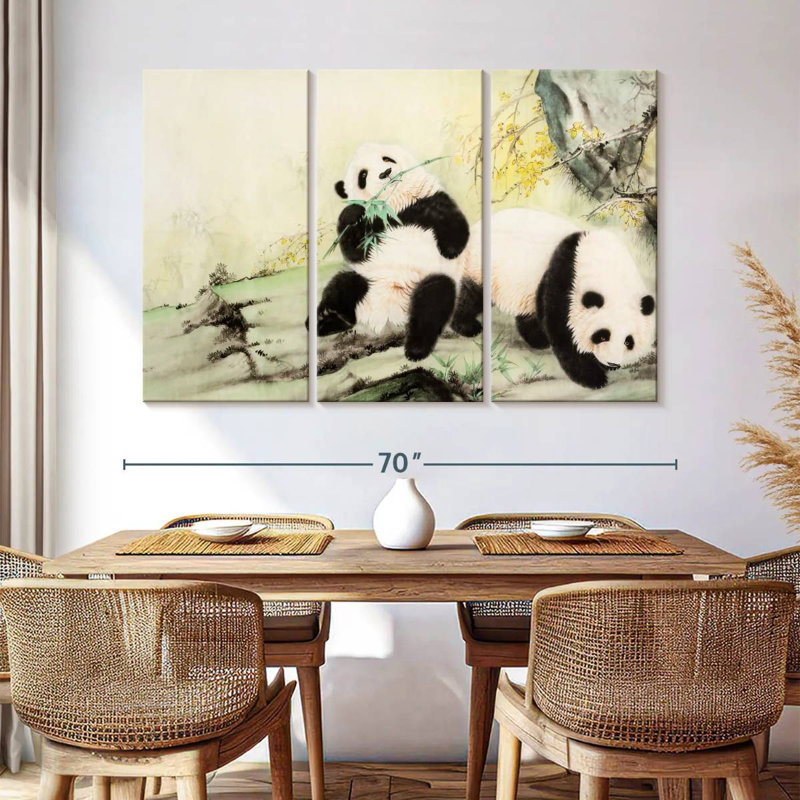 Brampt, charmants pandas chinois, H 42 po x l 65 po