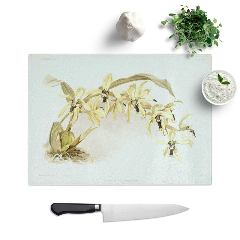 Glass Magnolia Flowers Illustration Tab. 56 by Frederick Sander Chopping Board, 28.5 cm W x 20 cm L