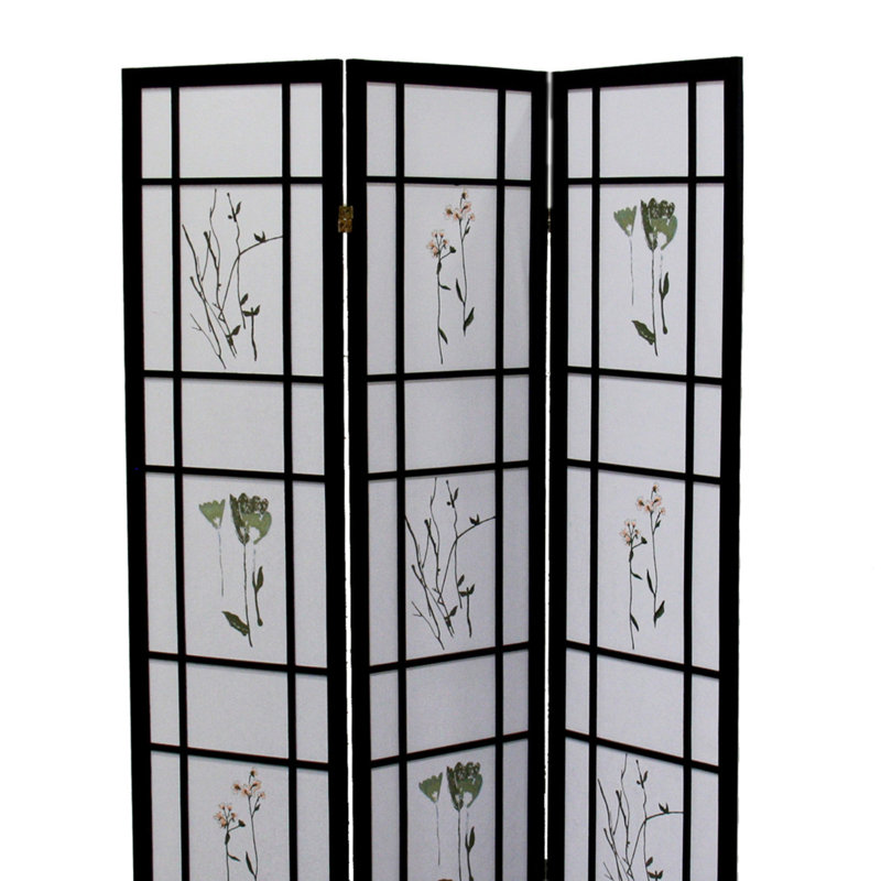 Cloison 70 "à 3 panneaux 70" Shoji, Noir, H 70 po x l 50 po x P 6 po