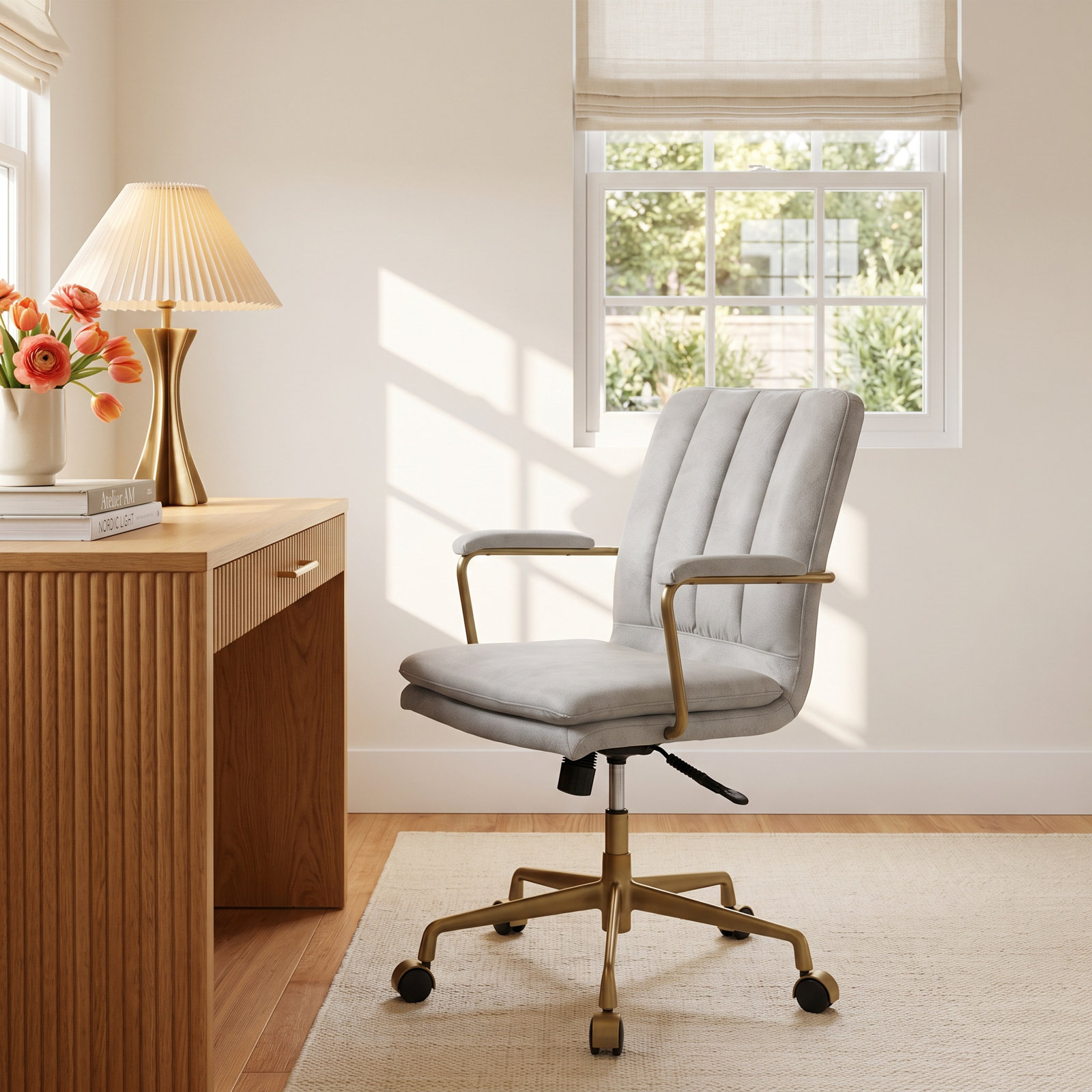 Maida Genuine Leather Adjustable Office Chair