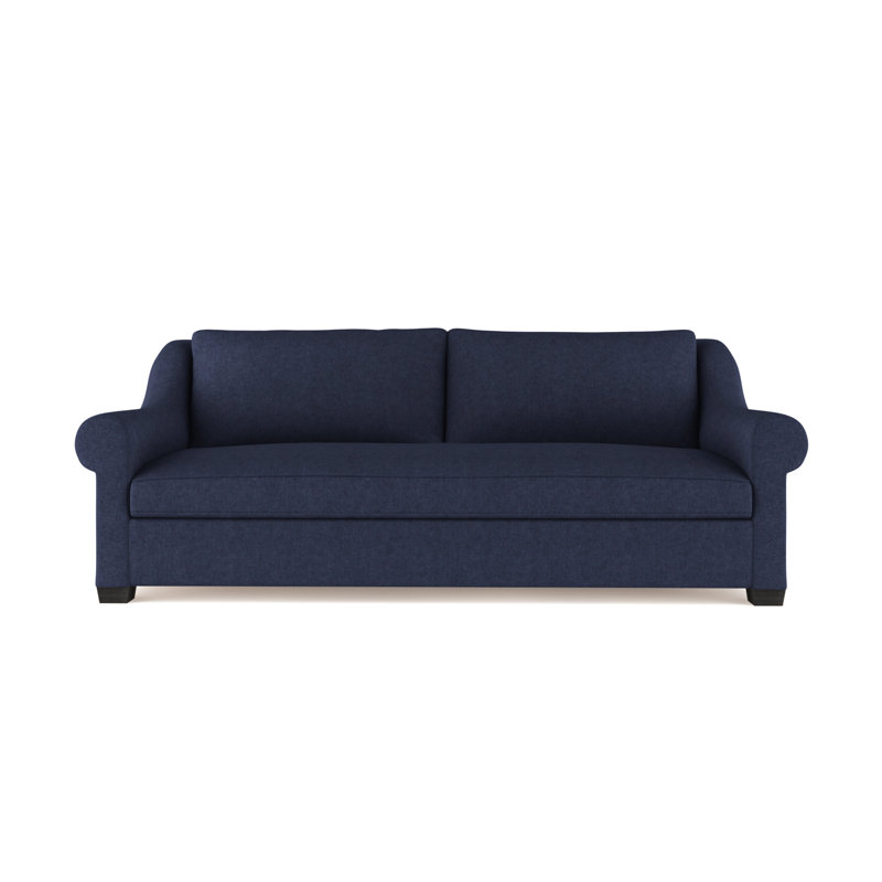 Causeuse Thompson, Velours moelleux imprimé bleu, H 32 po x l 72 po x P 41 po, Ébène