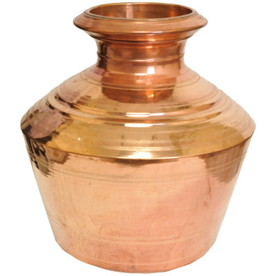 11.5" Handmade Copper Kalash Vase – Large Traditional Indian Water Pot for Home Decor & Puja Rituals
