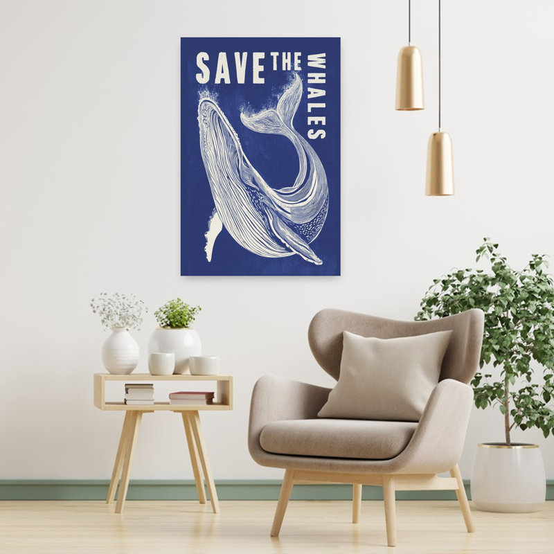 Art mural majestueux, baleine contemporaine, océan, H 36 po x l 24 po
