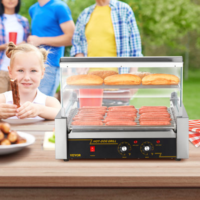 VEVOR Hot Dog Roller with Glass Lid