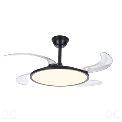 Ventilateurs de plafond rétractables avec lumières, ventilateur de plafond de 42 pouces avec lumière et télécommande, plafonnier encastré, réversible à courant continu, 3CCT, silencieux, ventilateur de plafond blanc pour chambre à coucher, salon, cuisine, intérieur