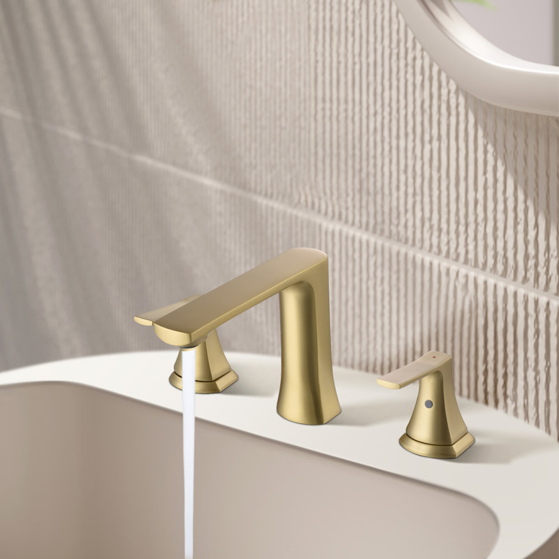 2-handle Bathroom Faucet with Drain Assembly, Brushed Gold