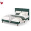 Structure de lit moderne simple / double / grand / très grand avec tête de lit tapissier et support solide en lattes de métal, aucun sommier requis-388321552