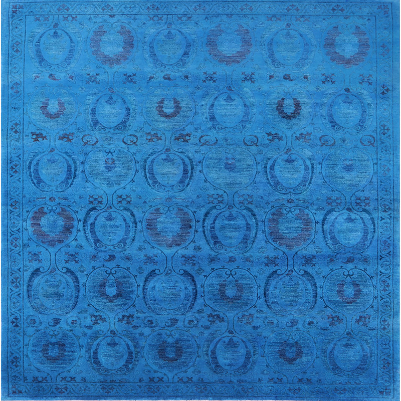 Tapis oriental bleu, Carré 5 pi