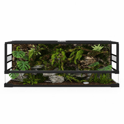 67 Gallon Glass Reptile Terrarium, Anti-Escape Enclosure, Watertight Base, Mesh Top Ventilation, 5-Minute Fast Setup, Front Opening Door, 48x18x18 Inch
