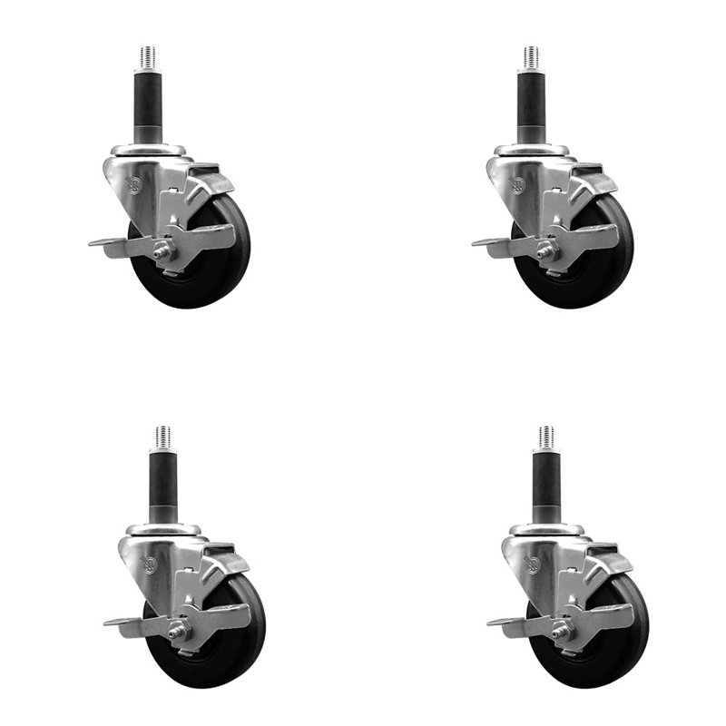 Ensemble de roulettes extensibles pivotantes avec frein Phenolique SCC TLB 3,5 po x 1 po