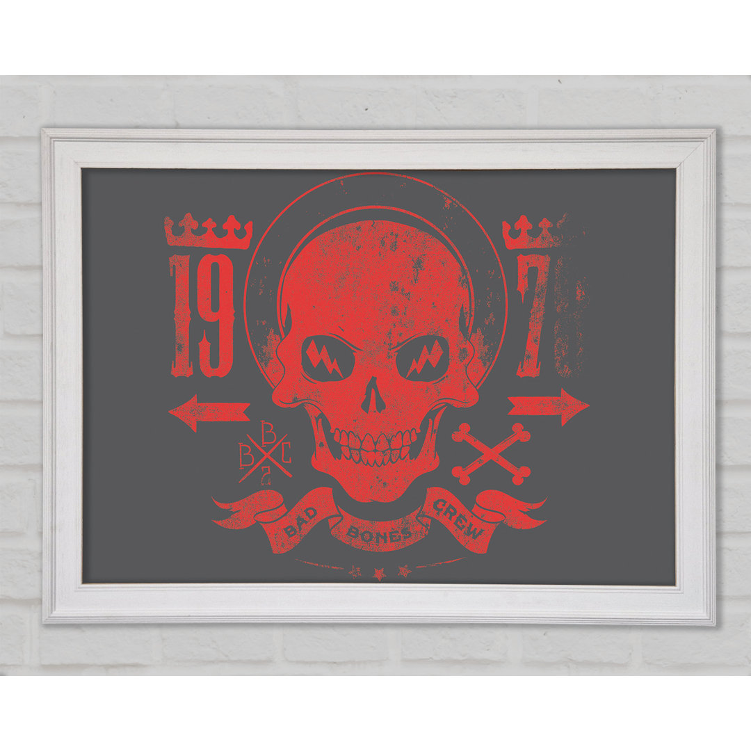 Gerahmtes Leinwandbild Retro Skull