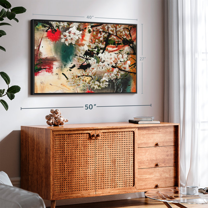 "Impression sur toile fleur japonaise", H 27 po x l 40 po