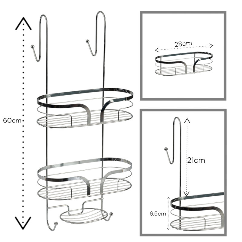 Dante Steel Freestanding Bathroom Shelves, Chrome