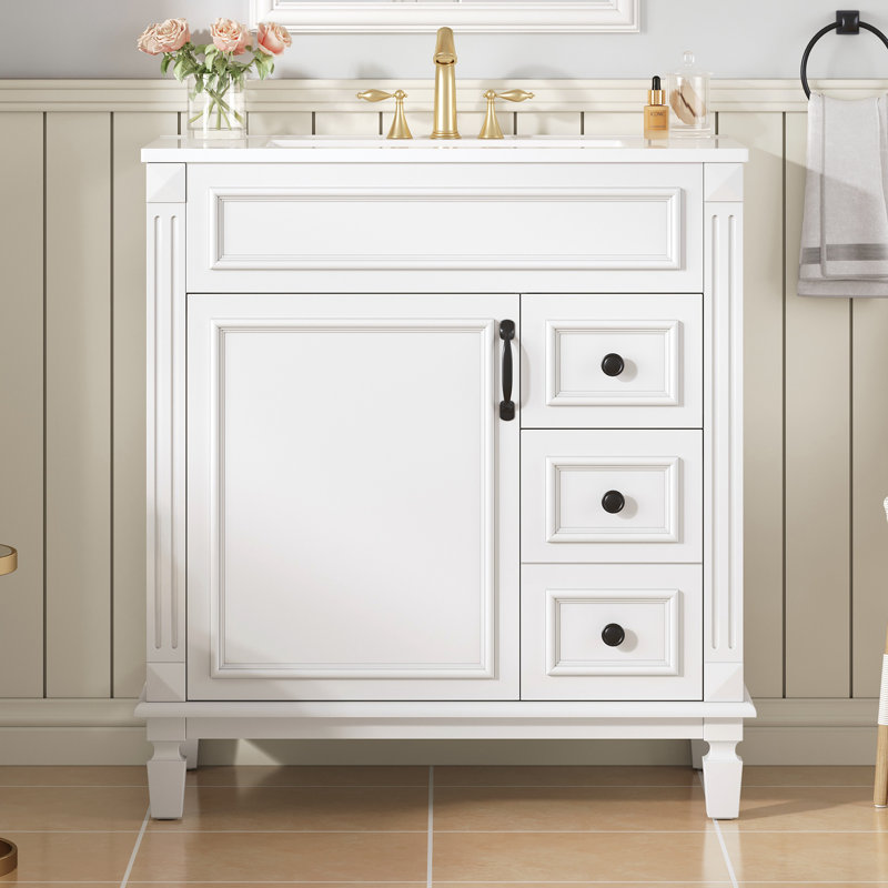 Meuble-lavabo 30 po avec lavabo en céramique, Blanc