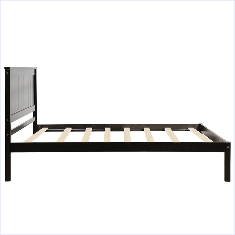 Base de lit plateforme avec tête de lit, Espresso, Lit simple
