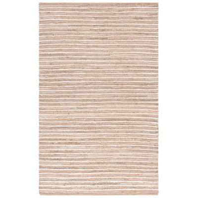 Abisag Woven Jute/Canvas/Cotton Performance Striped Rug in Natural/Beige