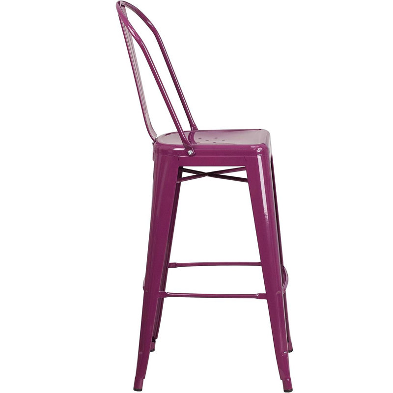 Andreucci 24" Industrial Style Stool Chair - Modern Metal Galvanised Steel