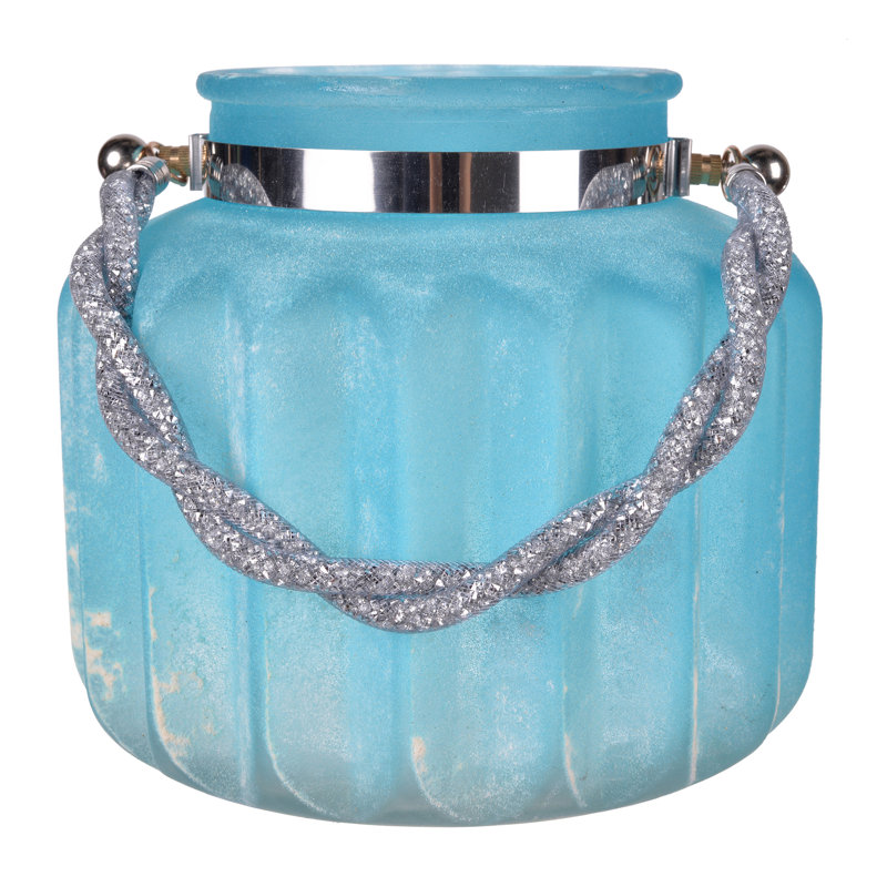 Carmel Handmade Table Vase, Blue, 7" H x 8" W x 8" D