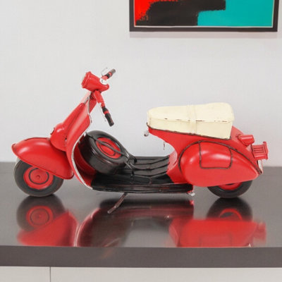 Katera - Moto scooter rouge en métal rouge et noir de 9 po peinte à la main en 1959